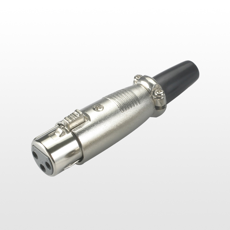 XLR female connector, cable type, nickel plated, screw, 